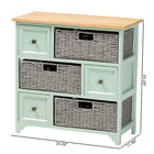 Baxton Studio Valtina Modern and Contemporary Two-Tone Oak Brown and Mint Green Finished Wood 3-Drawer Storage Unit with Baskets