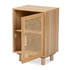 Baxton Studio Maclean Mid-Century Modern Rattan and Natural Brown Finished Wood 1-Door End Table