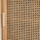 Baxton Studio Maclean Mid-Century Modern Rattan and Natural Brown Finished Wood 1-Door End Table