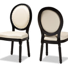 Baxton Studio Louis Traditional French Inspired Beige Faux Leather Upholstered and Black Finished Wood 2-Piece Dining Chair Set