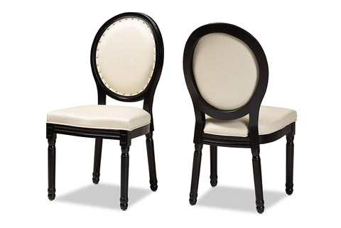Baxton Studio Louis Traditional French Inspired Beige Faux Leather Upholstered and Black Finished Wood 2-Piece Dining Chair Set