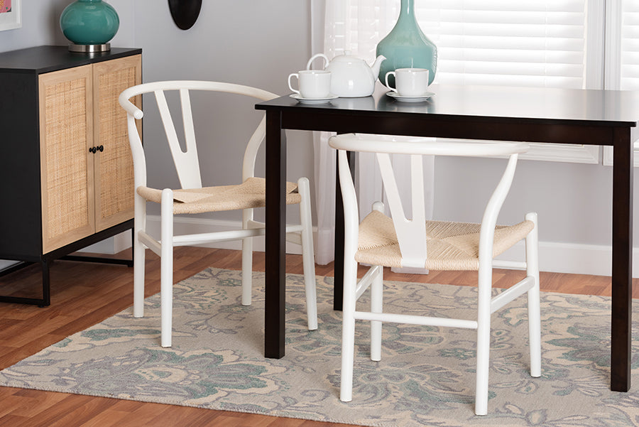 Baxton Studio Paxton Modern White Finished Wood 2-Piece Dining Chair Set