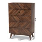 Baxton Studio Hartman Mid-Century Modern Walnut Brown Finished Wood 5-Drawer Storage Chest