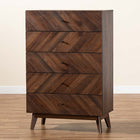 Baxton Studio Hartman Mid-Century Modern Walnut Brown Finished Wood 5-Drawer Storage Chest