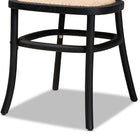 Baxton Studio Garold Mid-Century Modern Brown Woven Rattan and Black Wood 2-Piece Cane Dining Chair Set