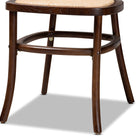 Baxton Studio Garold Mid-Century Modern Brown Woven Rattan and Walnut Brown Wood 2-Piece Cane Dining Chair Set