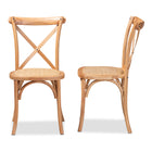 Baxton Studio Tartan Mid-Century Modern Brown Woven Rattan and Wood 2-Piece Dining Chair Set