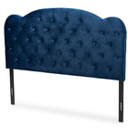 Baxton Studio Clovis Modern and Contemporary Navy Blue Velvet Fabric Upholstered Queen Size Headboard