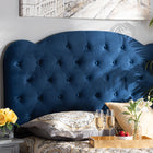 Baxton Studio Clovis Modern and Contemporary Navy Blue Velvet Fabric Upholstered Queen Size Headboard