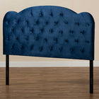 Baxton Studio Clovis Modern and Contemporary Navy Blue Velvet Fabric Upholstered Queen Size Headboard