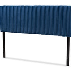 Baxton Studio Emile Modern and Contemporary Navy Blue Velvet Fabric Upholstered and Dark Brown Finished Wood Full Size Headboard