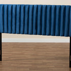Baxton Studio Emile Modern and Contemporary Navy Blue Velvet Fabric Upholstered and Dark Brown Finished Wood Full Size Headboard
