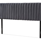 Baxton Studio Emile Modern and Contemporary Grey Velvet Fabric Upholstered and Dark Brown Finished Wood Queen Size Headboard