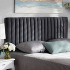 Baxton Studio Emile Modern and Contemporary Grey Velvet Fabric Upholstered and Dark Brown Finished Wood Queen Size Headboard