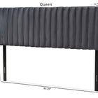 Baxton Studio Emile Modern and Contemporary Grey Velvet Fabric Upholstered and Dark Brown Finished Wood Queen Size Headboard
