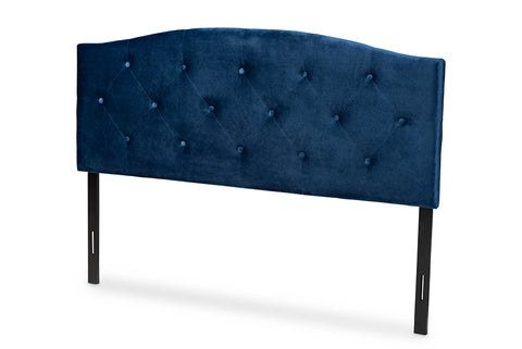 Baxton Studio Leone Modern and Contemporary Navy Blue Velvet Fabric Upholstered Queen Size Headboard