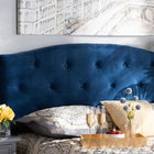 Baxton Studio Leone Modern and Contemporary Navy Blue Velvet Fabric Upholstered King Size Headboard