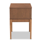 Baxton Studio Ramiel Mid-Century Modern Ash Walnut Finished Wood and Rattan 1-Drawer Nightstand