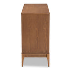 Baxton Studio Ramiel Mid-Century Modern Ash Walnut Finished Wood and Rattan 6-Drawer Dresser