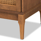 Baxton Studio Ramiel Mid-Century Modern Ash Walnut Finished Wood and Rattan 6-Drawer Dresser