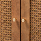 Baxton Studio Ramiel Mid-Century Modern Ash Walnut Finished Wood and Rattan 1-Drawer Sideboard