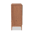 Baxton Studio Ramiel Mid-Century Modern Ash Walnut Finished Wood and Rattan 1-Drawer Sideboard