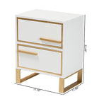 Baxton Studio Giolla Contemporary Glam and Luxe White Finished Wood and Gold Metal 2-Drawer End Table