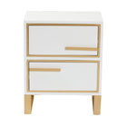 Baxton Studio Giolla Contemporary Glam and Luxe White Finished Wood and Gold Metal 2-Drawer End Table