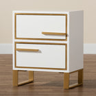 Baxton Studio Giolla Contemporary Glam and Luxe White Finished Wood and Gold Metal 2-Drawer End Table