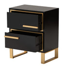 Baxton Studio Giolla Contemporary Glam and Luxe Black Finished Wood and Gold Metal 2-Drawer End Table