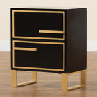 Baxton Studio Giolla Contemporary Glam and Luxe Black Finished Wood and Gold Metal 2-Drawer End Table