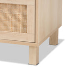 Baxton Studio Sebille Mid-Century Modern Light Brown Finished Wood 3-Drawer Storage Cabinet with Natural Rattan
