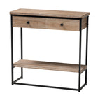 Baxton Studio Silas Modern Industrial Natural Brown Finished Wood and Black Metal 2-Drawer Console Table