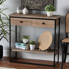 Baxton Studio Silas Modern Industrial Natural Brown Finished Wood and Black Metal 2-Drawer Console Table