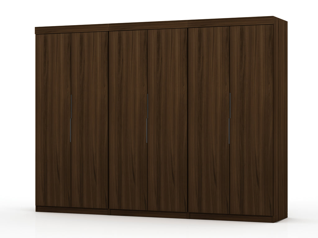 Manhattan Comfort Mulberry Contemporary Modern 13-Piece Wardrobe Closet in Chestnut Brown