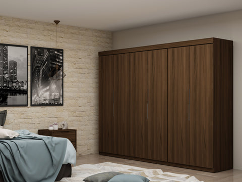 Manhattan Comfort Mulberry Contemporary Modern 13-Piece Wardrobe Closet in Chestnut Brown
