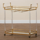 Baxton Studio Savannah Contemporary Glam and Luxe Gold Metal and Glass Wine Cart