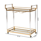 Baxton Studio Savannah Contemporary Glam and Luxe Gold Metal and Glass Wine Cart