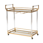 Baxton Studio Savannah Contemporary Glam and Luxe Gold Metal and Glass Wine Cart
