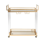 Baxton Studio Savannah Contemporary Glam and Luxe Gold Metal and Glass Wine Cart