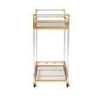 Baxton Studio Savannah Contemporary Glam and Luxe Gold Metal and Glass Wine Cart