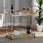 Baxton Studio Savannah Contemporary Glam and Luxe Gold Metal and Glass Wine Cart