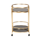 Baxton Studio Leighton Contemporary Glam and Luxe Gold Metal and Tempered Glass 2-Tier Wine Cart