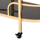 Baxton Studio Leighton Contemporary Glam and Luxe Gold Metal and Tempered Glass 2-Tier Wine Cart