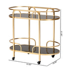 Baxton Studio Leighton Contemporary Glam and Luxe Gold Metal and Tempered Glass 2-Tier Wine Cart