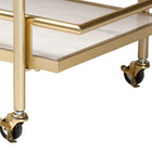 Baxton Studio Louise Contemporary Glam and Luxe Gold Metal and White Marble 2-Tier Wine Cart