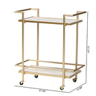 Baxton Studio Louise Contemporary Glam and Luxe Gold Metal and White Marble 2-Tier Wine Cart