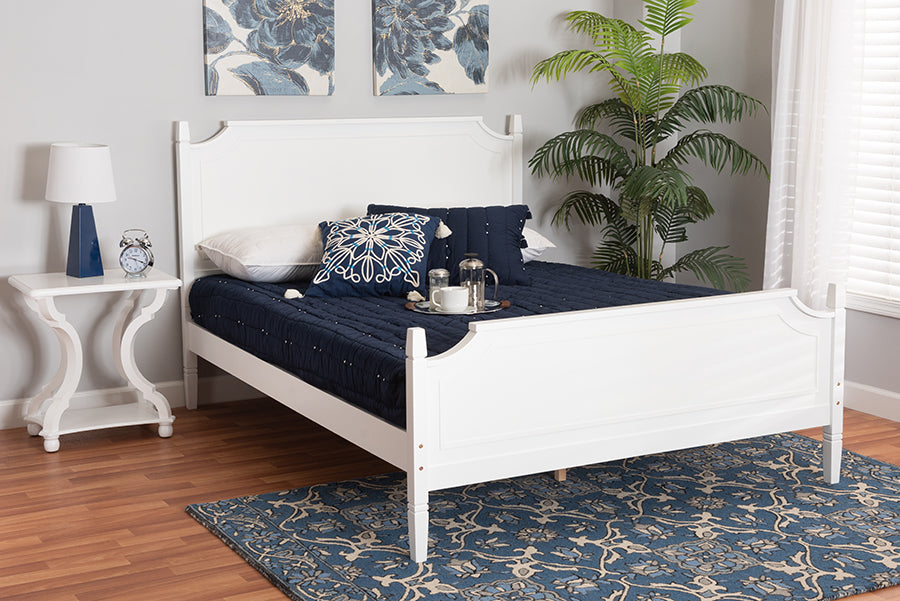 Baxton Studio Mariana Classic and Traditional White Finished Wood Queen Size Platform Bed