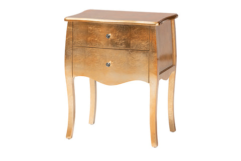 Baxton Studio Patrice Classic and Traditional Gold Finished Wood 2-Drawer End Table