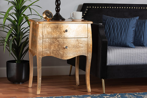 Baxton Studio Patrice Classic and Traditional Gold Finished Wood 2-Drawer End Table